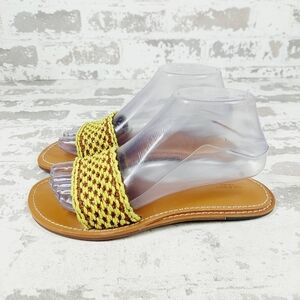 New RAG & BONE Yellow Cotton Netting/Leather Open Toe Sandals E238